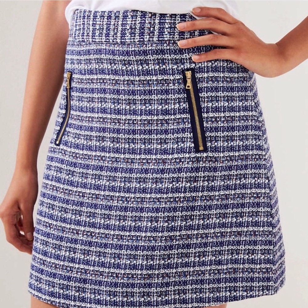 Loft Blue Tweed Skirt